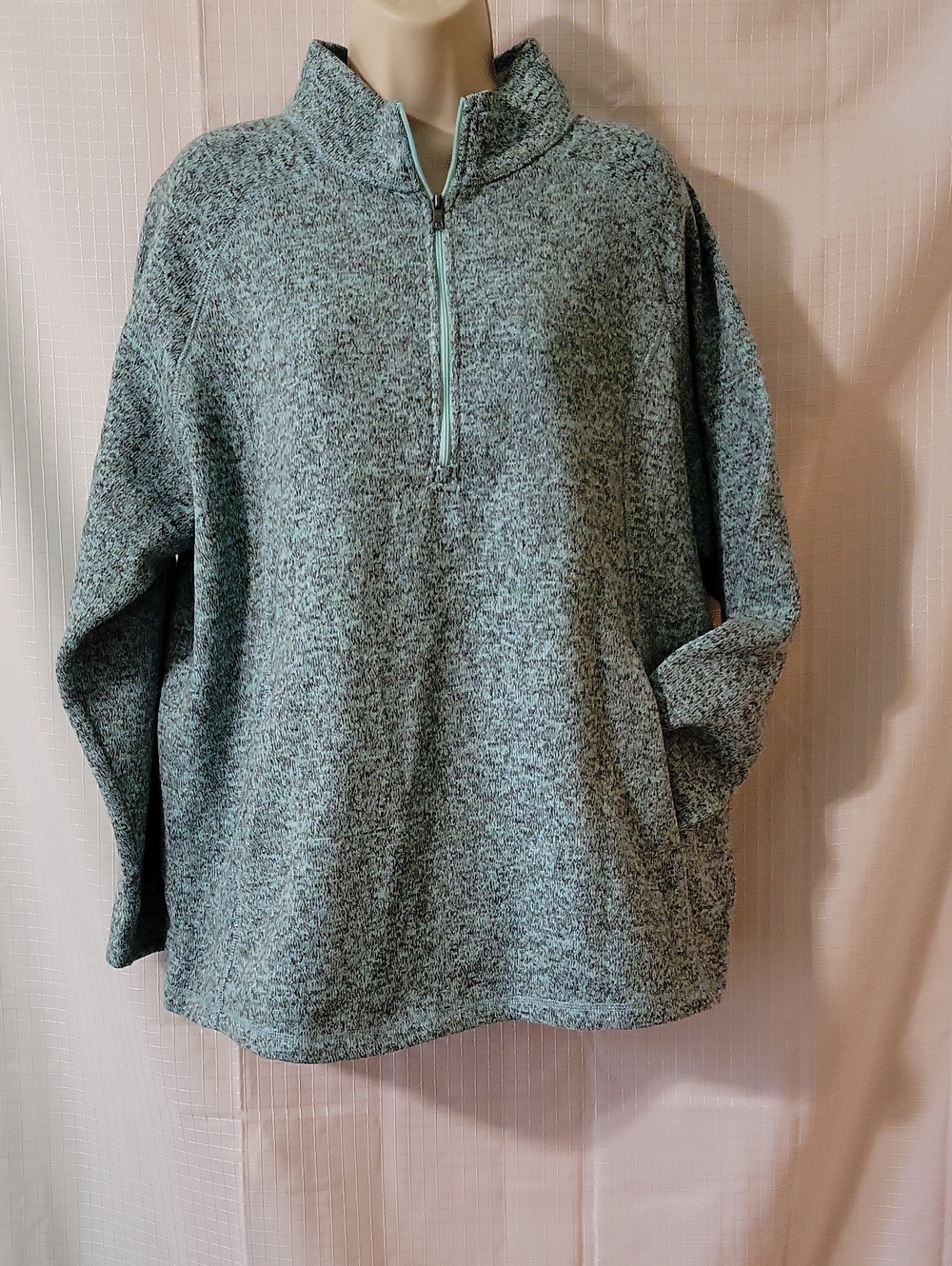 Northcrest Heather Mint Half-Zip Cowl Sweater, Size 1X